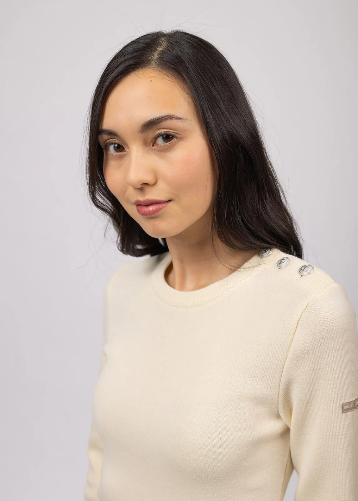 SAINT JAMES Pulls Marins*Pull marin uni Marée Ecume