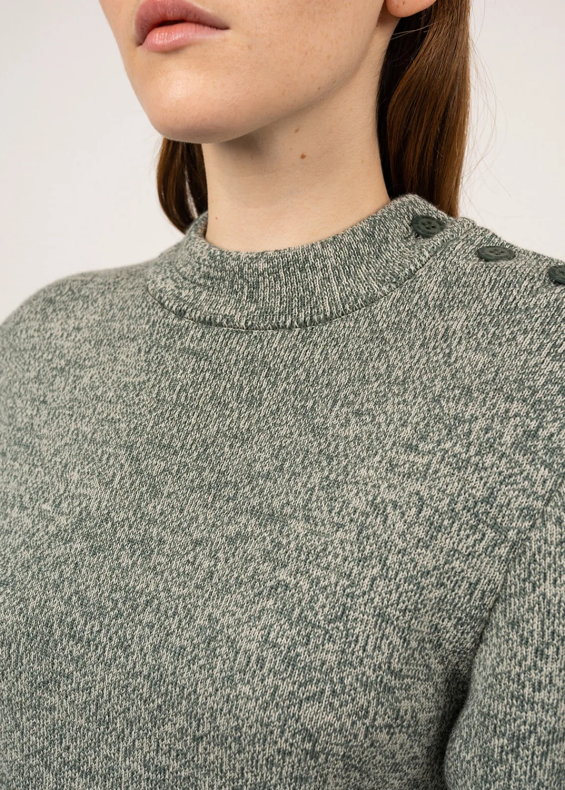 SAINT JAMES Pulls Marins*Pull marin uni Paris Vegetal/ecru