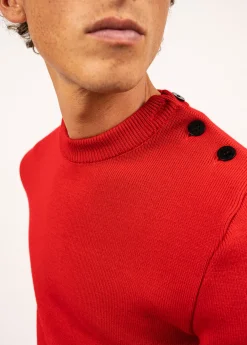 SAINT JAMES Pulls Marins*Pull marin uni Rochefort Rouge