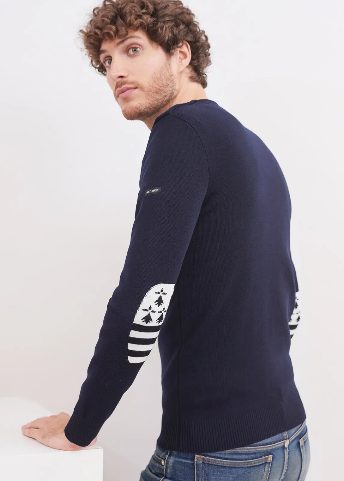 SAINT JAMES Pulls Marins*Pull Mondiovision Bretagne Navy/ecume