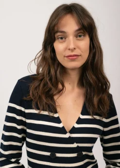 SAINT JAMES Robes & Jupes*Robe rayée en laine Royale Navy/ecume