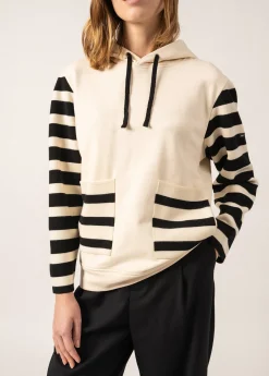 SAINT JAMES Pulls & Gilets*Sweat à capuche en laine et coton Blizzard Ecume/noir