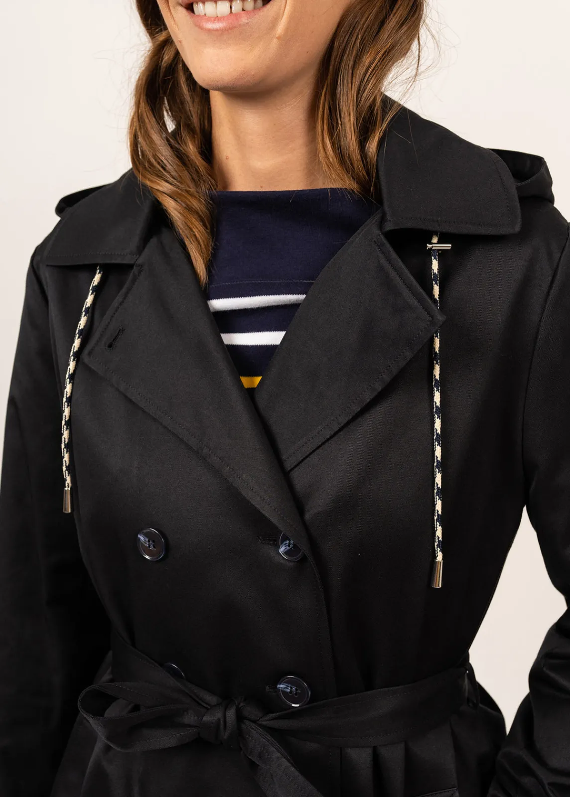 SAINT JAMES Cabans & Manteaux*Trench à capuche Ste Honorine Navy