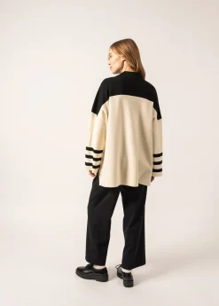 SAINT JAMES Pulls & Gilets*Tunique en laine à col montant Givre Ecume/noir